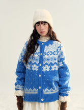 Vintage Floral Print Round Neck Cardigan Sweater - COPPING THREADS - CHUMMY